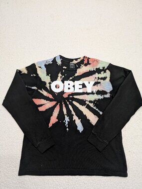 Obey Tie Dye Graphic Tee Small Streetwear Logo Shirt